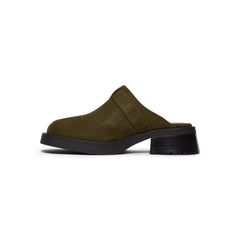 Miista Aroa Kakhi Suede Mules (Khaki)