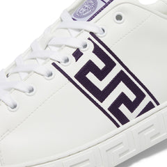 Versace Embroidered Greca Sneakers (White/Purple)