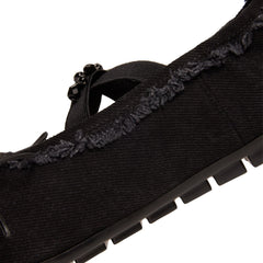 Simone Rocha Embellished Ballerina Grip Flats (Black/Jet)