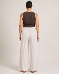 Smocked Wide Leg Pants in Oat
