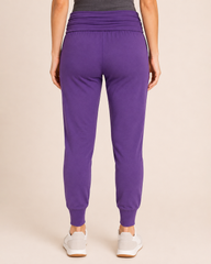 Live-In Foldover Waist Loggers in Eggplant