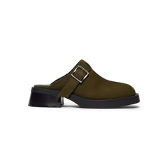 Miista Aroa Kakhi Suede Mules (Khaki)