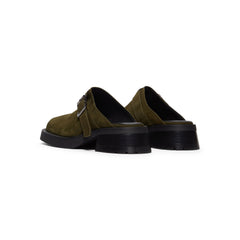 Miista Aroa Kakhi Suede Mules (Khaki)