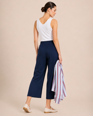 Weekend Ease Wide Leg Crop Pant in Navy