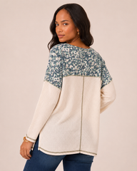 Weekend Comfort Long Sleeve Waffle Top in Oat