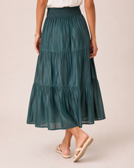 Weekend Escape Tiered Maxi Skirt in Ivy